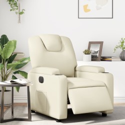 vidaXL Sillón reclinable eléctrico de cuero sintético crema