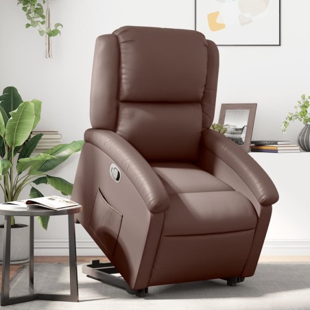 vidaXL Sillón reclinable elevable cuero sintético marrón