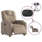 vidaXL Sillón reclinable eléctrico de cuero sintético color capuchino