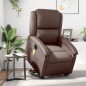 vidaXL Sillón de masaje elevable eléctrico cuero sintético marrón vidaXL Sillón de masaje elevable eléctrico cuero sintético marrón