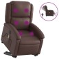 vidaXL Sillón de masaje elevable eléctrico cuero sintético marrón vidaXL Sillón de masaje elevable eléctrico cuero sintético marrón