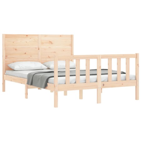 vidaXL Estructura de cama con cabecero madera maciza 140x200 cm