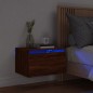 vidaXL Mesita de noche de pared con luces LED roble marrón vidaXL Mesita de noche de pared con luces LED roble marrón