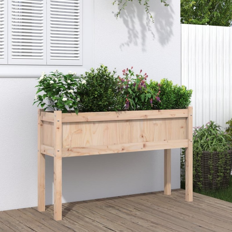vidaXL Jardinera con patas madera maciza de pino 110x31x70 cm