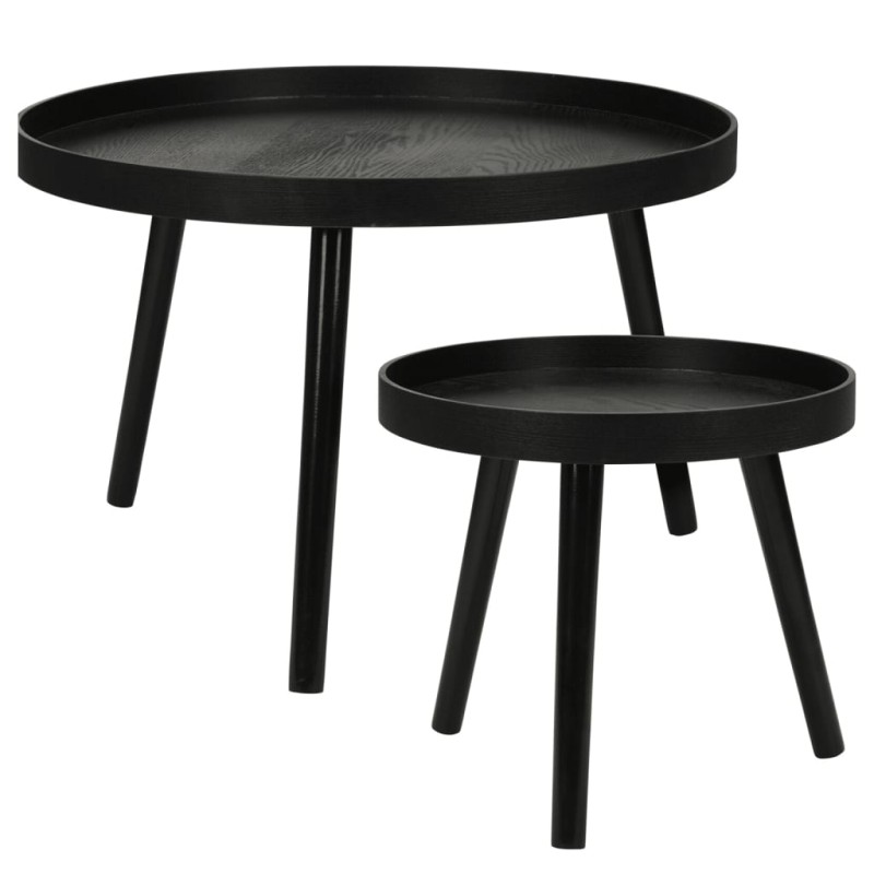 Home&Styling Juego de mesas auxiliares redondas 2 piezas negro Home&Styling Juego de mesas auxiliares redondas 2 piezas negro