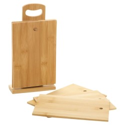 Excellent Houseware Juego de tablas de cortar con soporte 7 pzas bambú