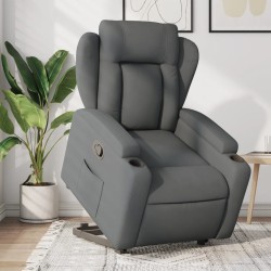 vidaXL Sillón reclinable elevable de tela gris oscuro