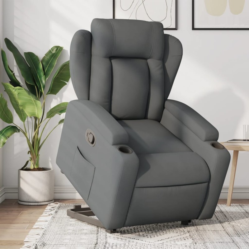 vidaXL Sillón reclinable elevable de tela gris oscuro vidaXL Sillón reclinable elevable de tela gris oscuro