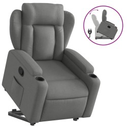 vidaXL Sillón reclinable elevable de tela gris oscuro