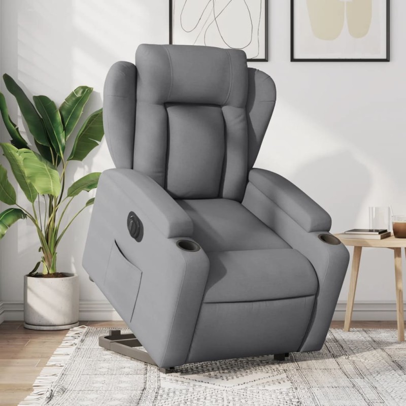 vidaXL Sillón eléctrico reclinable elevable de tela gris claro vidaXL Sillón eléctrico reclinable elevable de tela gris claro
