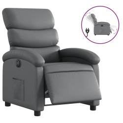 vidaXL Sillón reclinable eléctrico de cuero sintético gris