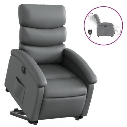 vidaXL Sillón reclinable elevable eléctrico de cuero sintético gris