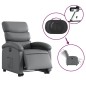 vidaXL Sillón reclinable elevable eléctrico de cuero sintético gris