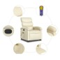 vidaXL Sillón de masaje elevable eléctrico cuero sintético crema vidaXL Sillón de masaje elevable eléctrico cuero sintético crema