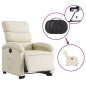 vidaXL Sillón reclinable elevable eléctrico de cuero sintético crema vidaXL Sillón reclinable elevable eléctrico de cuero sintético crema