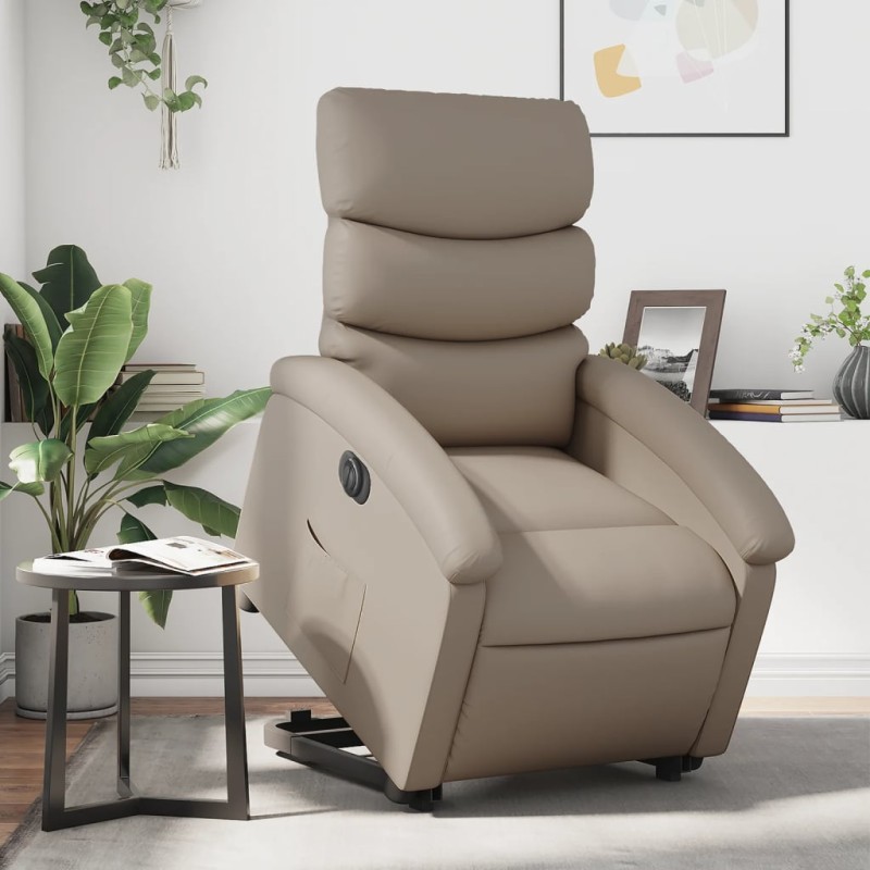 vidaXL Sillón elevable eléctrico cuero artificial capuchino vidaXL Sillón elevable eléctrico cuero artificial capuchino