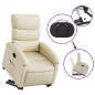 vidaXL Sillón reclinable elevable cuero artificial color crema vidaXL Sillón reclinable elevable cuero artificial color crema