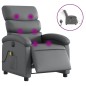 vidaXL Sillón de masaje reclinable eléctrico cuero sintético gris vidaXL Sillón de masaje reclinable eléctrico cuero sintético gris