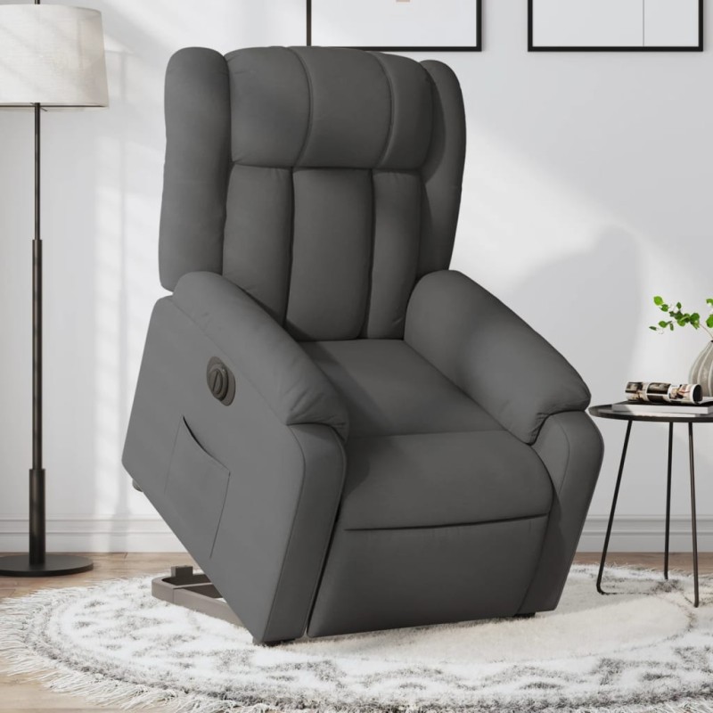 vidaXL Sillón eléctrico reclinable elevable de tela gris oscuro vidaXL Sillón eléctrico reclinable elevable de tela gris oscuro