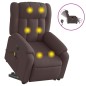 vidaXL Sillón masaje eléctrico reclinable elevable tela marrón oscuro vidaXL Sillón masaje eléctrico reclinable elevable tela marrón oscuro