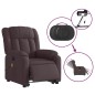 vidaXL Sillón masaje eléctrico reclinable elevable tela marrón oscuro vidaXL Sillón masaje eléctrico reclinable elevable tela marrón oscuro
