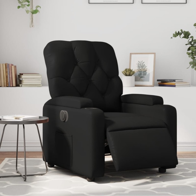 vidaXL Sillón reclinable eléctrico de cuero sintético negro vidaXL Sillón reclinable eléctrico de cuero sintético negro