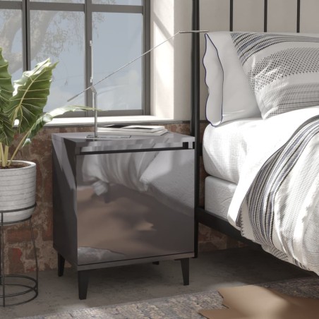 vidaXL Mesita de noche con patas de metal gris brillante 40x30x50 cm