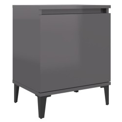 vidaXL Mesita de noche con patas de metal gris brillante 40x30x50 cm