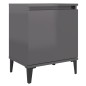 vidaXL Mesita de noche con patas de metal gris brillante 40x30x50 cm vidaXL Mesita de noche con patas de metal gris brillante 40x30x50 cm