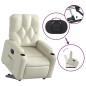 vidaXL Sillón reclinable elevable eléctrico de cuero sintético crema