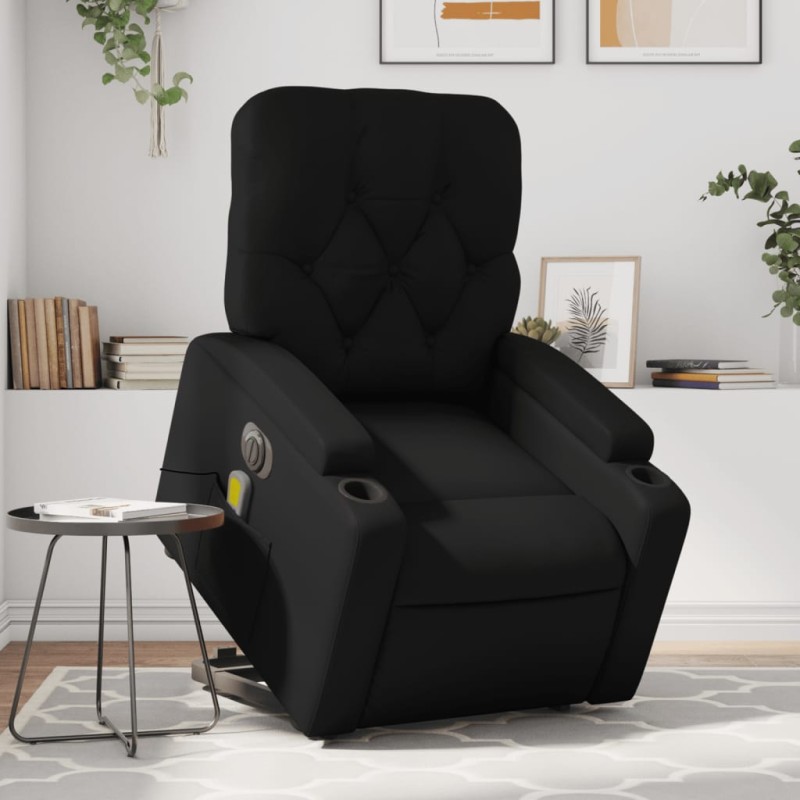 vidaXL Sillón de masaje elevable eléctrico cuero sintético negro vidaXL Sillón de masaje elevable eléctrico cuero sintético negro