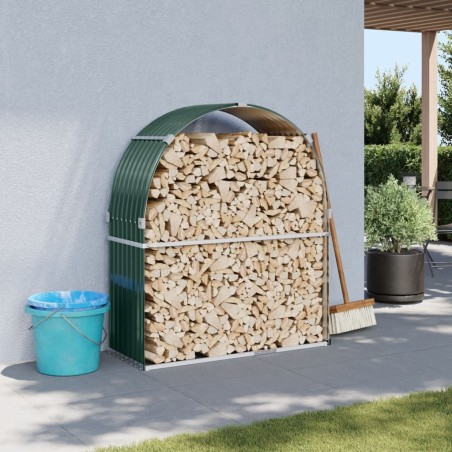 vidaXL Leñero de acero galvanizado verde 120x45x140 cm