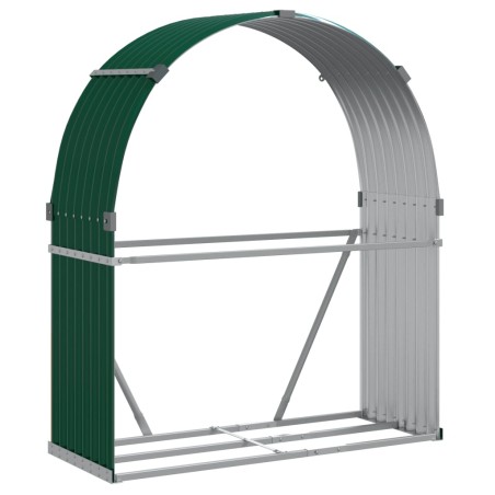 vidaXL Leñero de acero galvanizado verde 120x45x140 cm