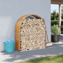 vidaXL Leñero de acero galvanizado marrón claro 120x45x140 cm