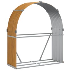 vidaXL Leñero de acero galvanizado marrón claro 120x45x140 cm
