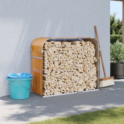 vidaXL Leñero de acero galvanizado marrón claro 120x45x100 cm