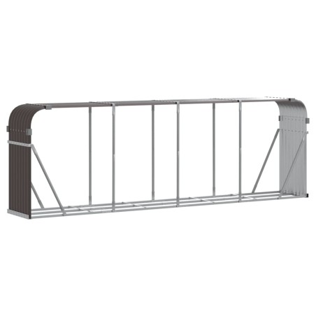 vidaXL Leñero de acero galvanizado marrón 300x45x100 cm
