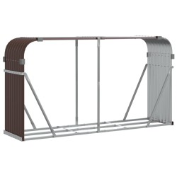 vidaXL Leñero de acero galvanizado marrón 180x45x100 cm