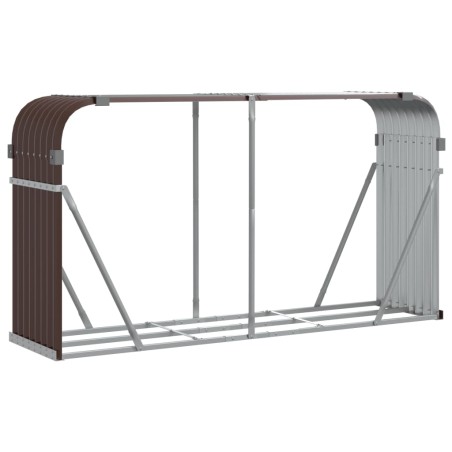 vidaXL Leñero de acero galvanizado marrón 180x45x100 cm