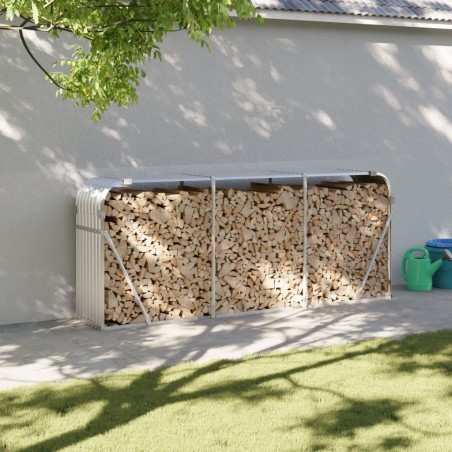 vidaXL Leñero de acero galvanizado plateado 234x45x100 cm