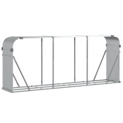 vidaXL Leñero de acero galvanizado plateado 234x45x100 cm