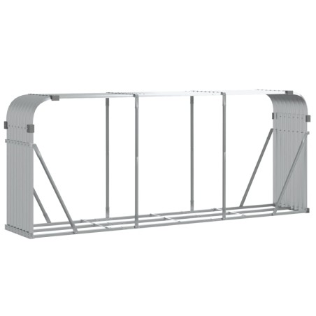 vidaXL Leñero de acero galvanizado plateado 234x45x100 cm
