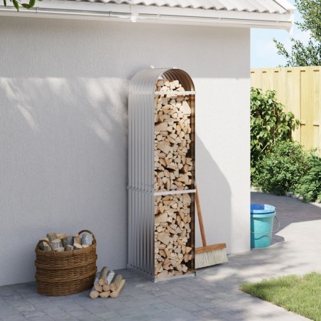 vidaXL Leñero de acero galvanizado plateado 40x45x170 cm