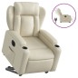 vidaXL Sillón reclinable elevable eléctrico de cuero sintético crema vidaXL Sillón reclinable elevable eléctrico de cuero sintético crema