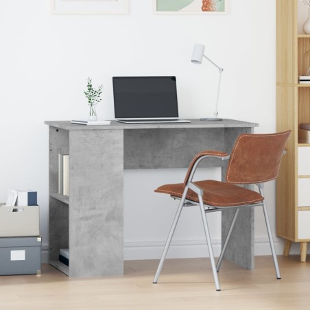 vidaXL Escritorio de madera contrachapada gris hormigón 100x55x75 cm