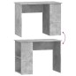vidaXL Escritorio de madera contrachapada gris hormigón 100x55x75 cm