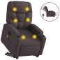 vidaXL Sillón masaje eléctrico reclinable elevable tela marrón oscuro