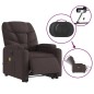 vidaXL Sillón masaje eléctrico reclinable elevable tela marrón oscuro