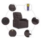 vidaXL Sillón masaje eléctrico reclinable elevable tela marrón oscuro