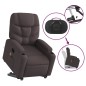 vidaXL Sillón masaje eléctrico reclinable elevable tela marrón oscuro